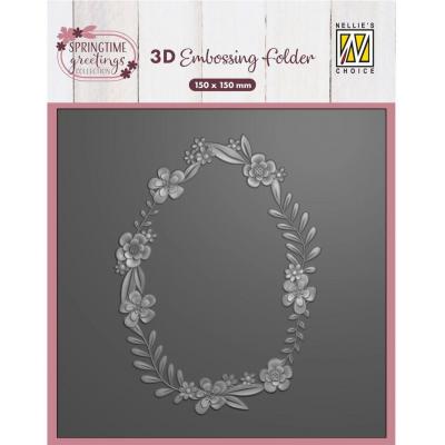 Nellie's Choice 3D Embossing Folder - Eggshaped Flower Wreath